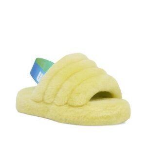 UGG Yellow Faux-Fur Slide RUNS LARGE FITS 7-8